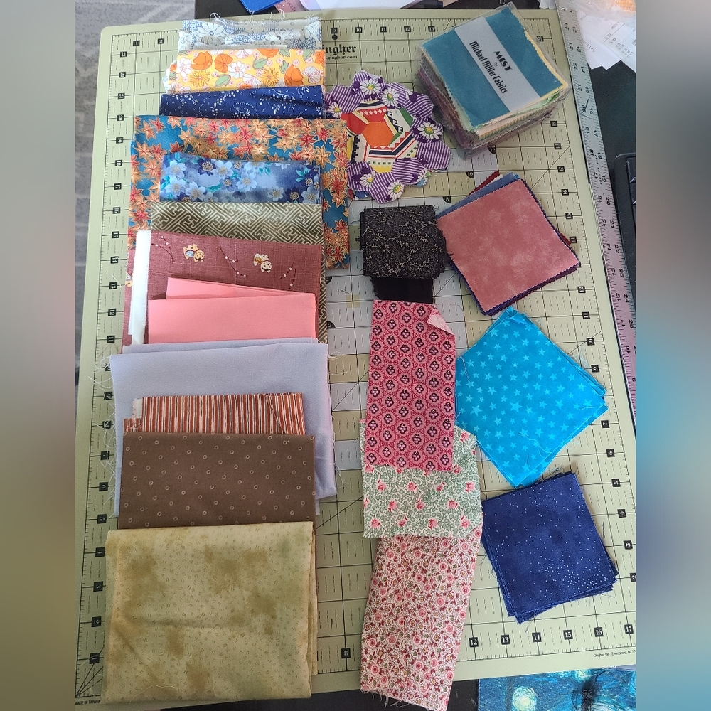 Miscellanious Colorful Fabrics -fat Quarters, Charm Pack, & Remnants
